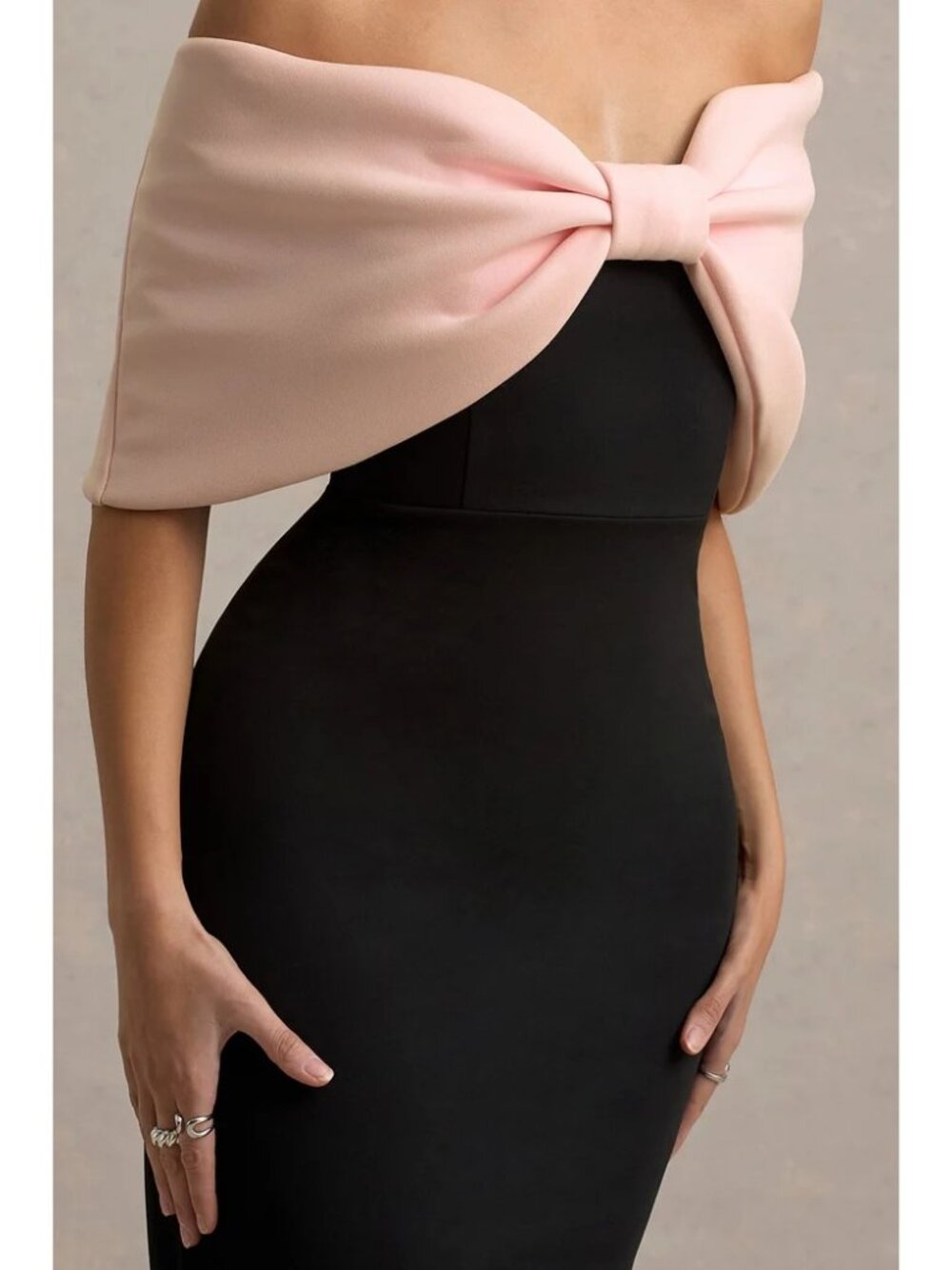 NEW Club L London Strapless Maxi Dress with Oversized Bow, Women Size US 8 - Picture 5 of 14
